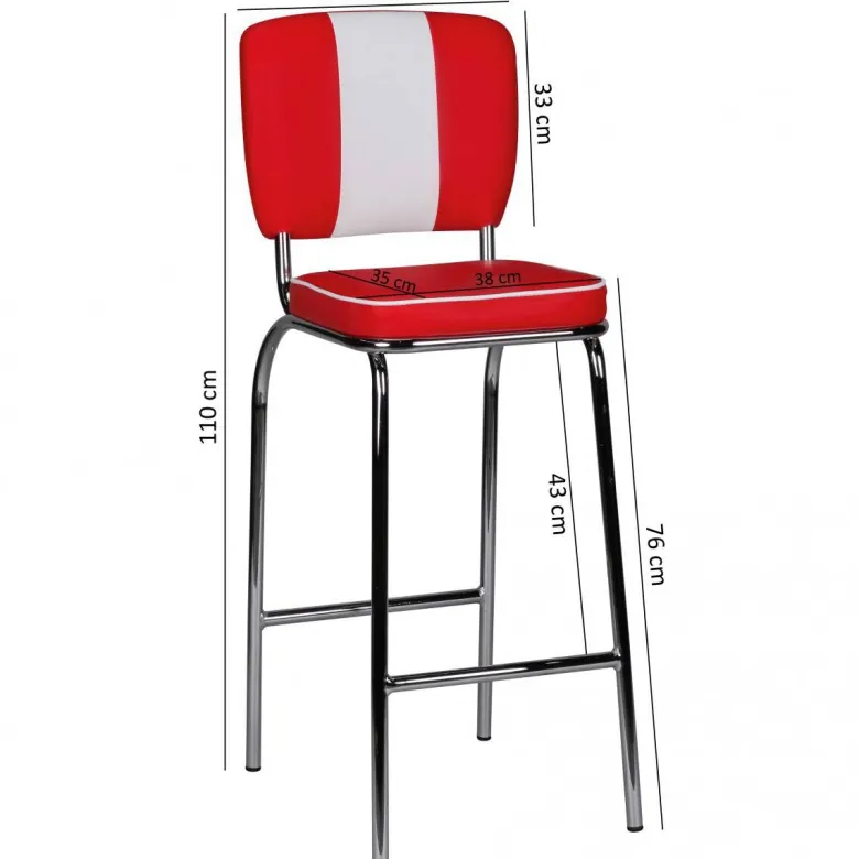 Barhocker rot weiß Kunstleder Stoff B/H/T: ca. 40x110x38 cm