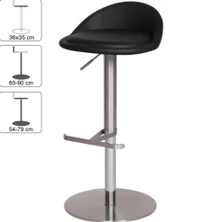 Barhocker schwarz Edelstahl Kunstleder Edelstahl Kunstleder Edelstahl B/H/T: ca. 36x65x37 cm