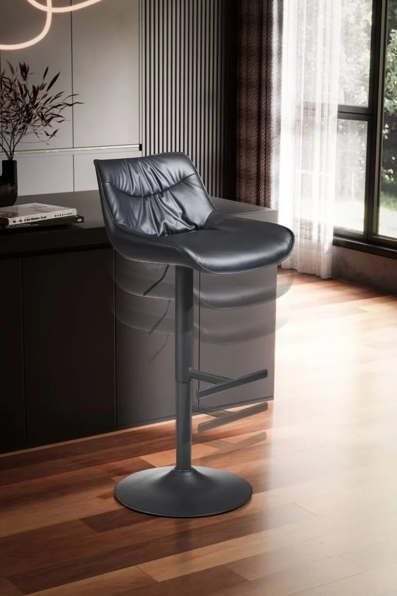 Barhocker schwarz Kunstleder B/H/T: ca. 45x106x55 cm