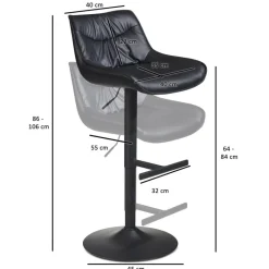 Barhocker schwarz Kunstleder B/H/T: ca. 45x106x55 cm