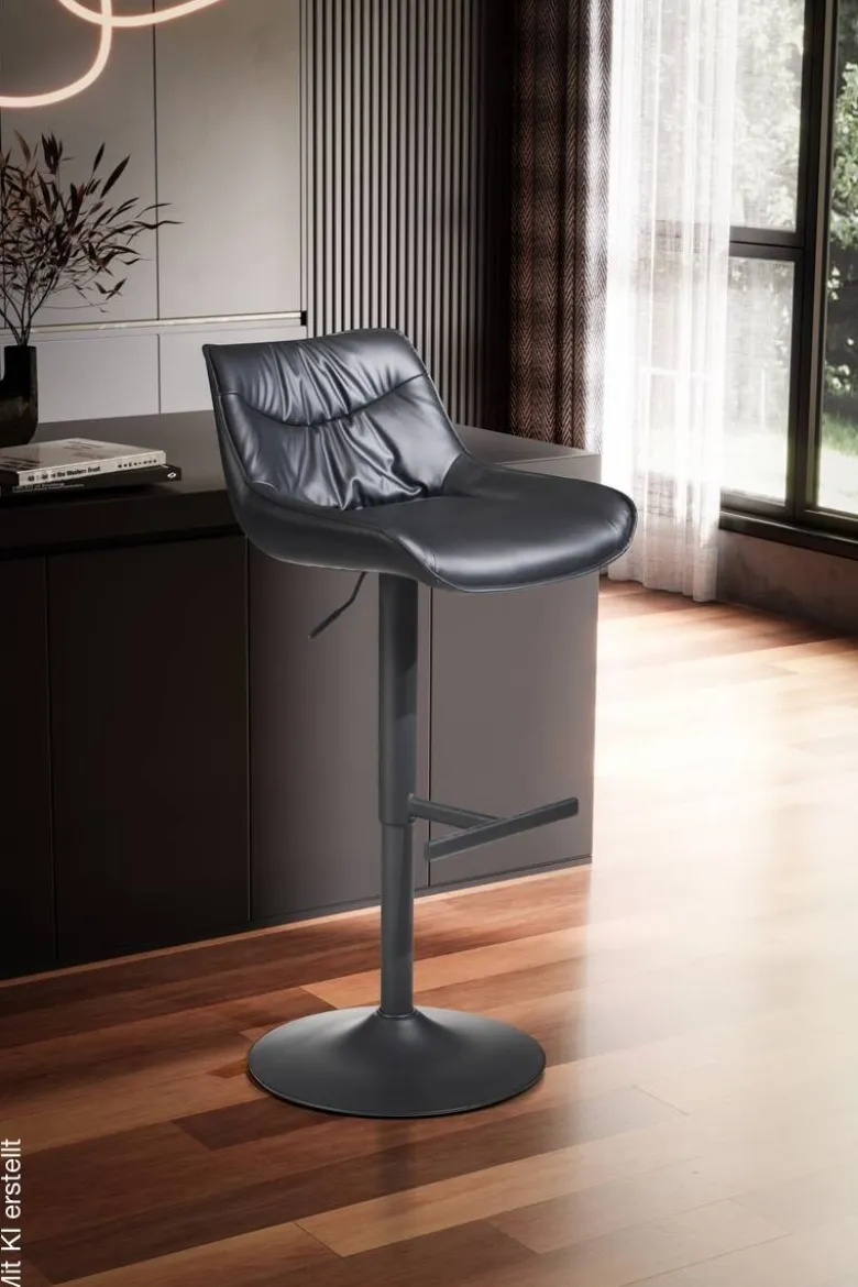 Barhocker schwarz Kunstleder B/H/T: ca. 45x106x55 cm