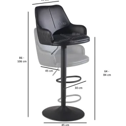 Barhocker schwarz Kunstleder B/H/T: ca. 45x106x45 cm