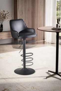 Barhocker schwarz Kunstleder B/H/T: ca. 45x106x45 cm