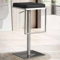 Barhocker schwarz Kunstleder B/H/T: ca. 38x91x39 cm