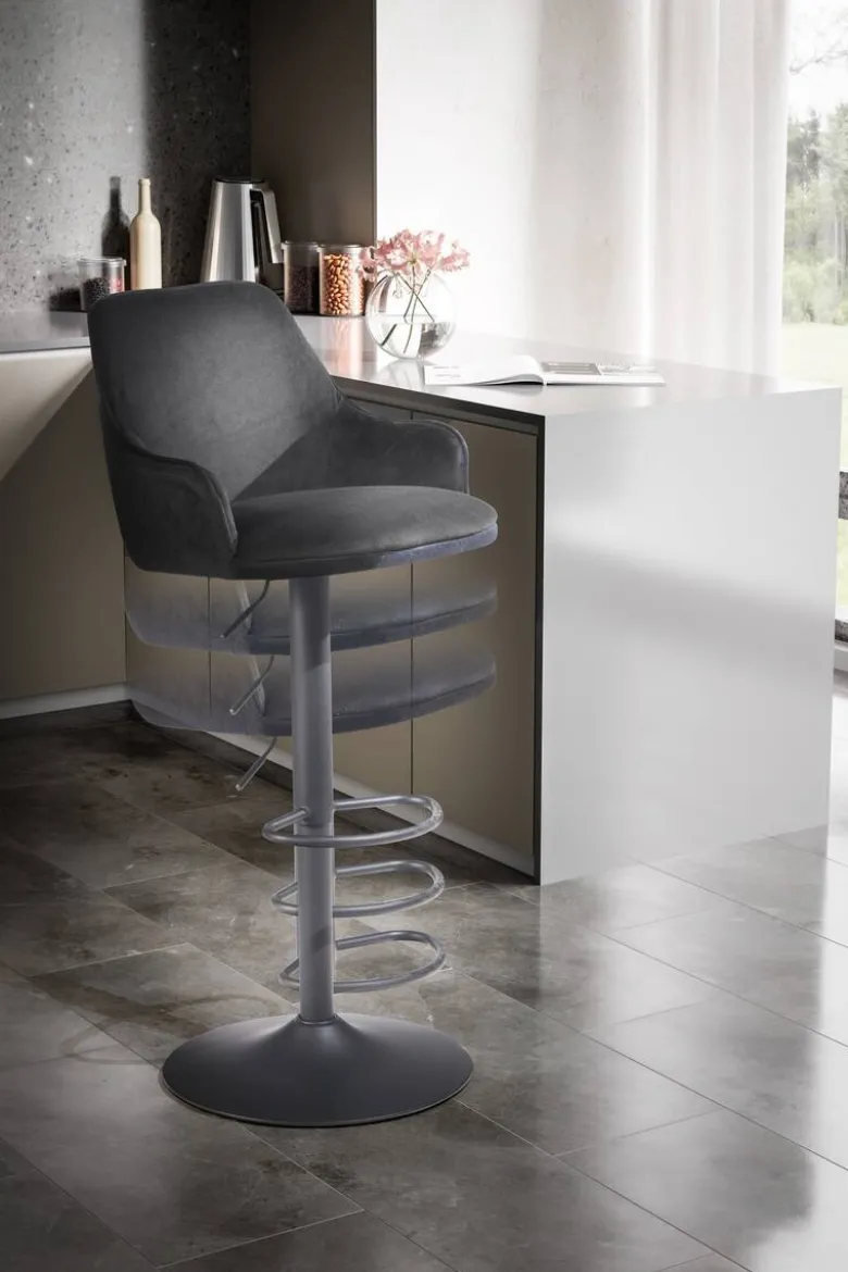 Barhocker schwarz Samt B/H/T: ca. 45x106x45 cm