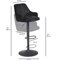 Barhocker schwarz Samt B/H/T: ca. 45x106x45 cm