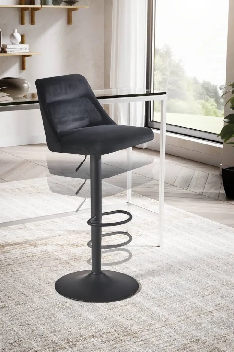 Barhocker schwarz Samt B/H/T: ca. 45x106x51 cm