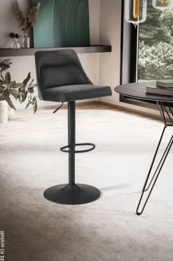 Barhocker schwarz Samt B/H/T: ca. 45x106x51 cm