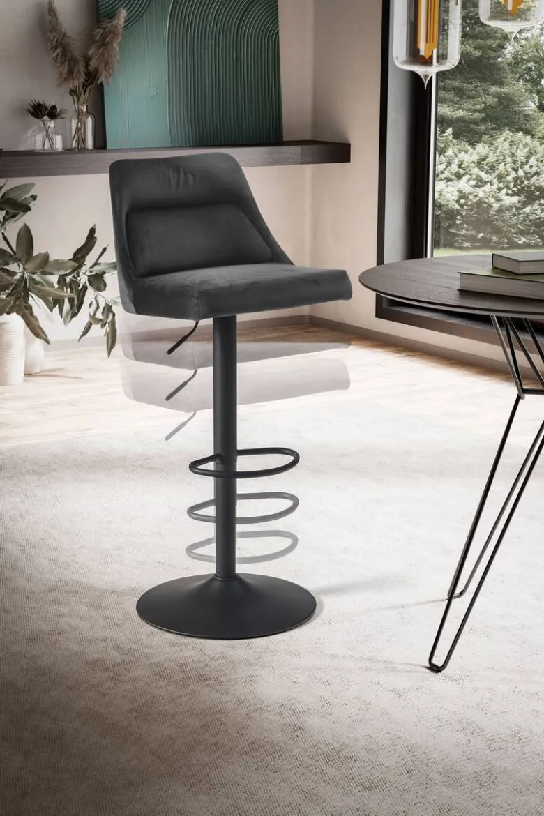 Barhocker schwarz Samt B/H/T: ca. 45x106x51 cm