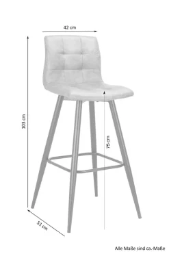 Barhocker SIMONE 2er-Set anthrazit Webstoff B/H/T: ca. 42x103x51 cm