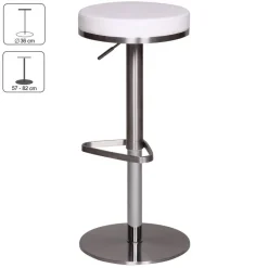Barhocker weiß Edelstahl Kunstleder Edelstahl