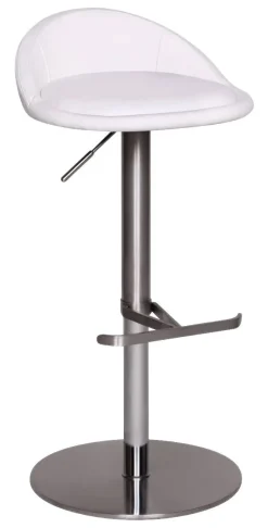 Barhocker weiß Edelstahl Kunstleder Edelstahl
