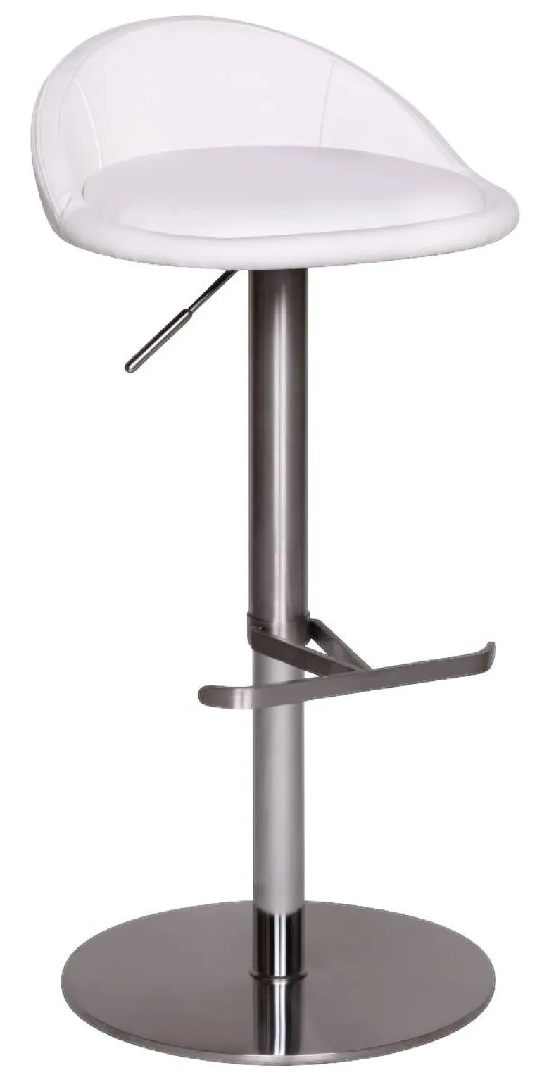 Barhocker weiß Edelstahl Kunstleder Edelstahl