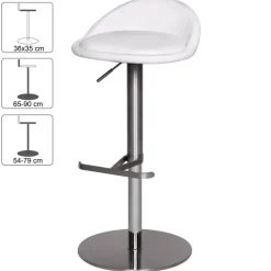 Barhocker weiß Edelstahl Kunstleder Edelstahl