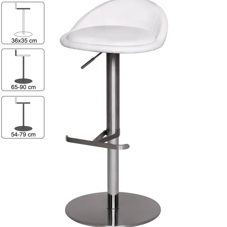 Barhocker weiß Edelstahl Kunstleder Edelstahl