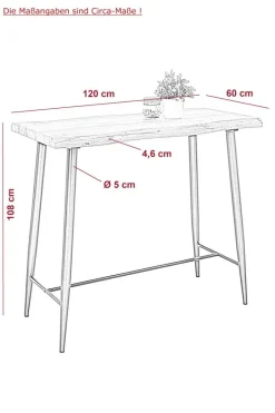 Bartisch Gabi I Akazie grau B/H/T: ca. 120x108x60 cm