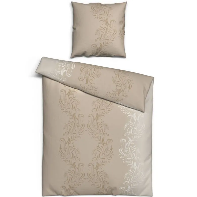 Baumwoll Bettwäsche Biber taupe Baumwolle B/L: ca. 155x220 cm