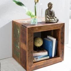Beistelltisch braun lackiert Echtholz B/H/T: ca. 45x45x35 cm