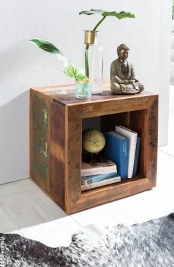 Beistelltisch braun lackiert Echtholz B/H/T: ca. 45x45x35 cm