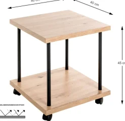 Beistelltisch Eiche Nachbildung schwarz B/H/T: ca. 40x45x40 cm