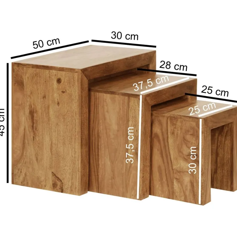 Beistelltisch 3er-Set natur Akazie
