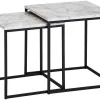 Beistelltisch 2er-Set. weiß Marmor Optik schwarz pulverbeschichtet MDF Stahl