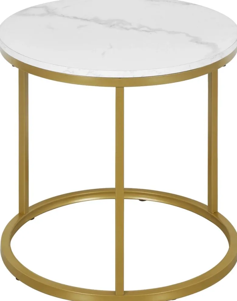 Beistelltisch Lisa Marmoroptik weiß gold D: ca. 39,5 cm
