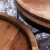Beistelltisch natur schwarz Akazie Metall
