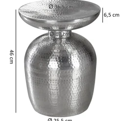 Beistelltisch silber lackiert Aluminium B/H/T/D: ca. 36,5x46x36,5x36,5 cm