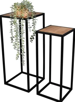 Beistelltisch Valery Eiche Artisan Nachbildung schwarz Metall MDF B/H/T: ca. 30x70x30 cm