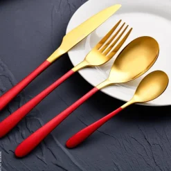 BERGNER Besteckset Lisboa red rot Edelstahl 16 tlg.