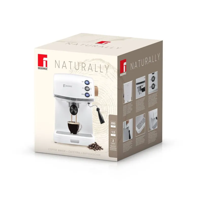 BERGNER Espressomaschine weiß Aluminium B/H/L: ca. 29,5x31x33,5 cm