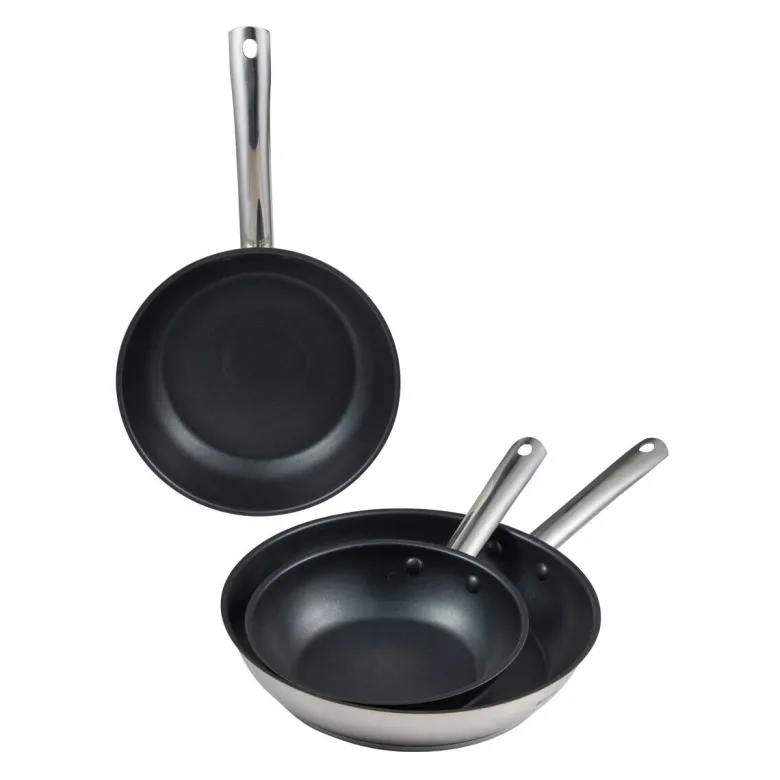 BERGNER Frypan-Set GOURMET silber Edelstahl B/H/L: ca. 26,5x16,3x48 cm
