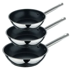 BERGNER Frypan-Set GOURMET silber Edelstahl B/H/L: ca. 26,5x16,3x48 cm
