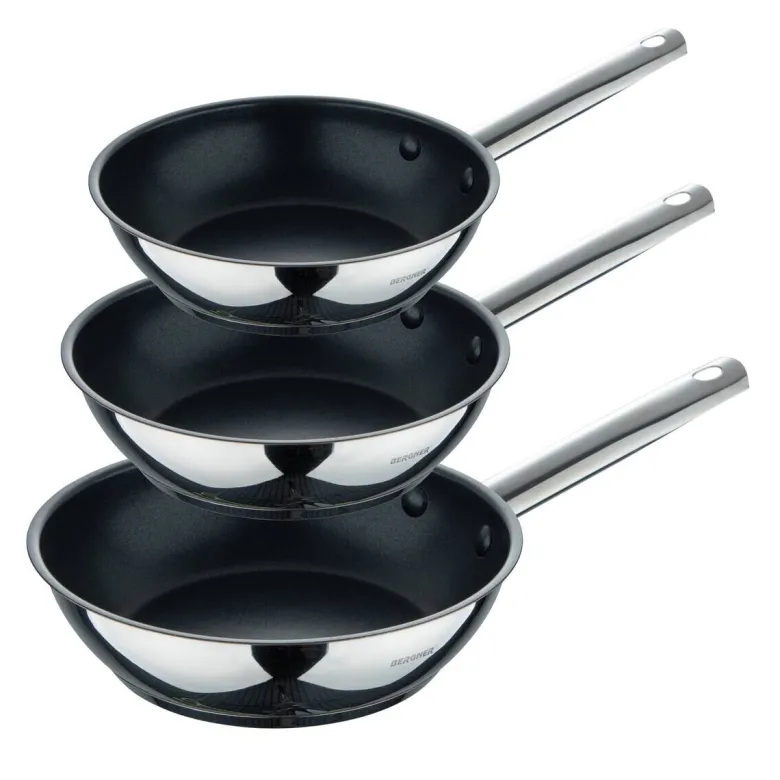BERGNER Frypan-Set GOURMET silber Edelstahl B/H/L: ca. 26,5x16,3x48 cm
