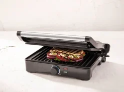 BERGNER Kontaktgrill silber B/H/L: ca. 15x37x38 cm