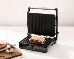 BERGNER Kontaktgrill silber B/H/L: ca. 15x37x38 cm