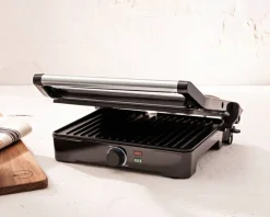 BERGNER Kontaktgrill silber B/H/L: ca. 15x37x38 cm
