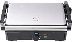 BERGNER Kontaktgrill silber B/H/L: ca. 15x37x38 cm