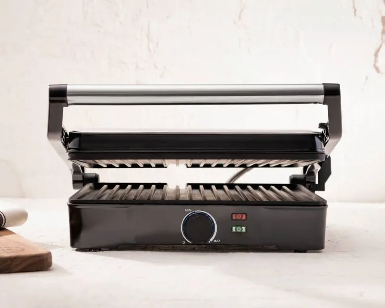 BERGNER Kontaktgrill silber B/H/L: ca. 15x37x38 cm
