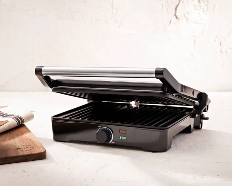 BERGNER Kontaktgrill silber B/H/L: ca. 15x37x38 cm