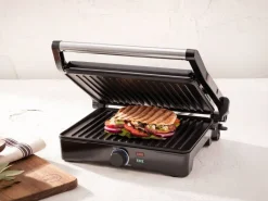 BERGNER Kontaktgrill silber B/H/L: ca. 15x37x38 cm