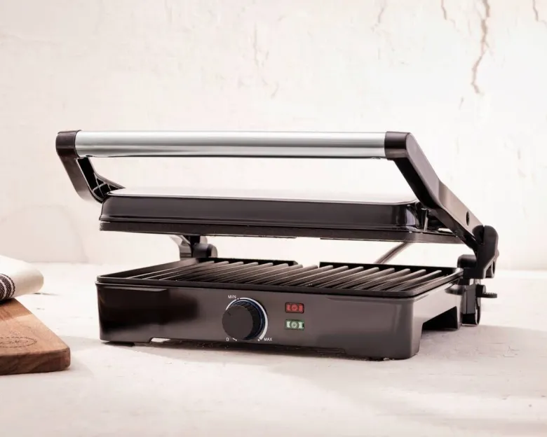 BERGNER Kontaktgrill silber B/H/L: ca. 15x37x38 cm