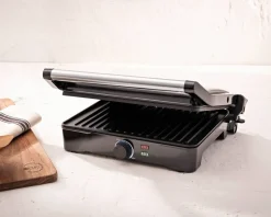 BERGNER Kontaktgrill silber B/H/L: ca. 15x37x38 cm
