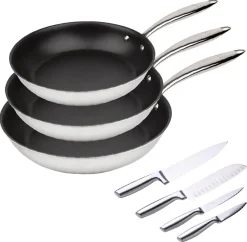 BERGNER Pfannenset BASTER schwarz Edelstahl 7 tlg.