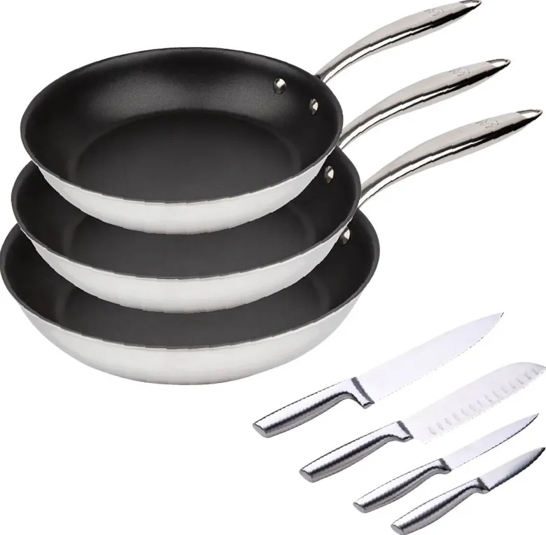 BERGNER Pfannenset BASTER schwarz Edelstahl 7 tlg.