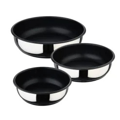 BERGNER Pfannenset Click&Cook schwarz Edelstahl 4 tlg.