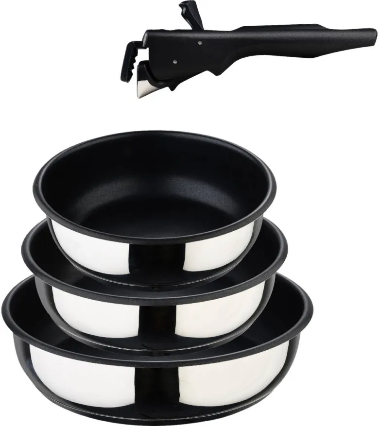 BERGNER Pfannenset Click&Cook schwarz Edelstahl 4 tlg.