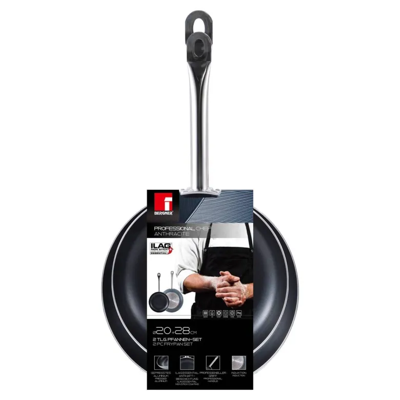 BERGNER Pfannenset Professional chef anthracite anthrazit Aluminium 2 tlg.