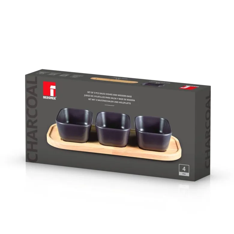 BERGNER Servierschale CHARCOAL schwarz Holz B/H/L: ca. 16x7,5x35 cm
